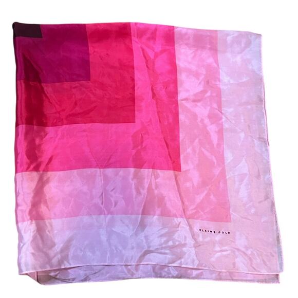 Elaine Gold Pink Square Scarf bold geometric pattern nested squares 80 cm - Picture 4 of 6